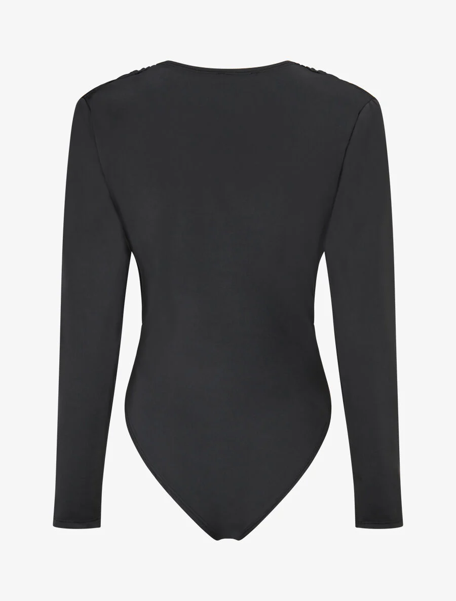 Hartvormige satijnen bodysuit - zwart - Image 2