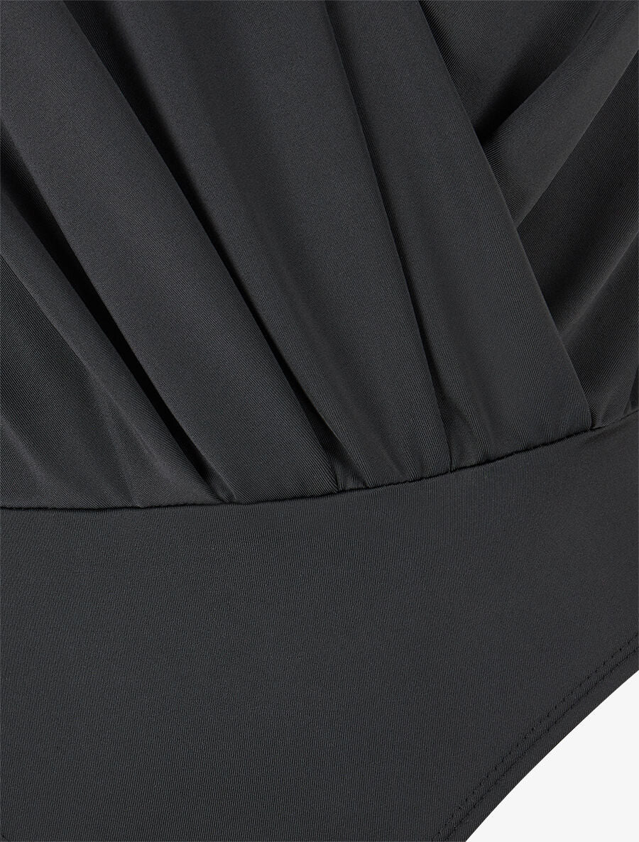 Hartvormige satijnen bodysuit - zwart - Image 3