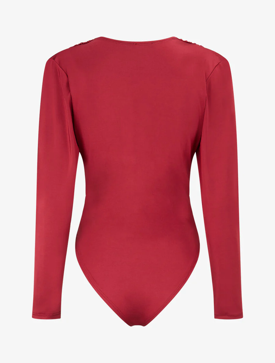 Hartvormige satijnen bodysuit - Kersenrood - Image 2