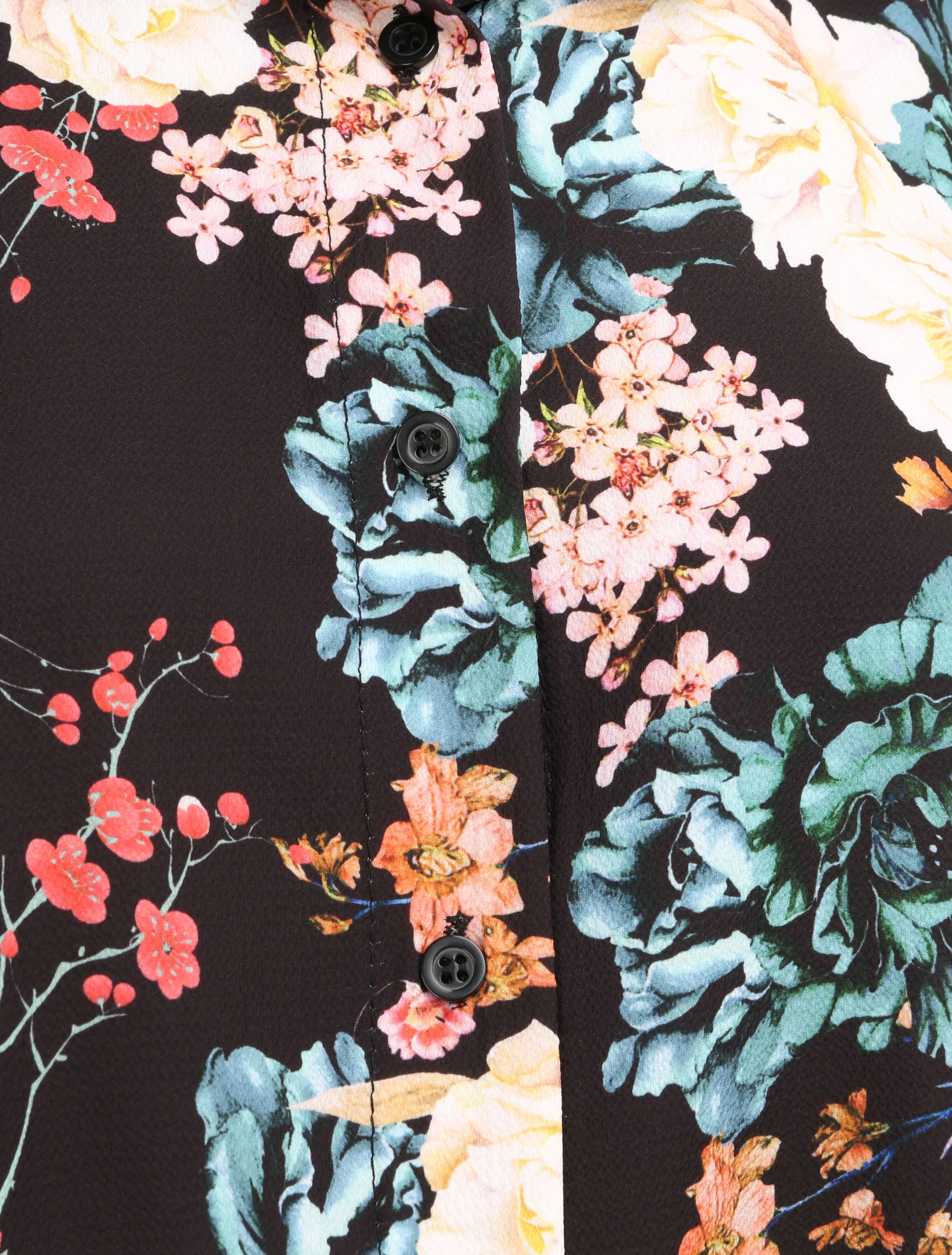 Blouse met strik en wilde bloemenprint - Zwart - Image 3
