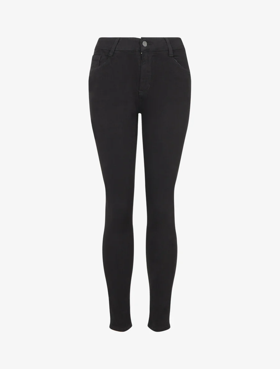 High-waisted push-up skinny jeans - Zwart