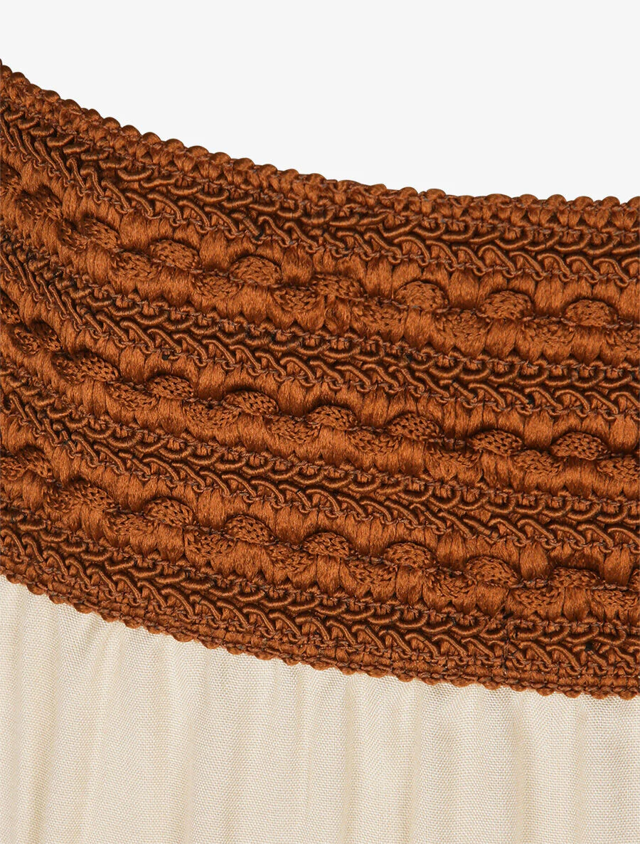 Hoge contrasterende hoge taille effen lange rok - Beige - Image 4