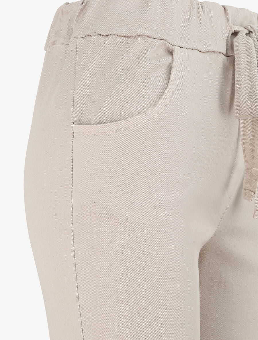 Hoge elastische strakke effen broek - Beige - Image 3