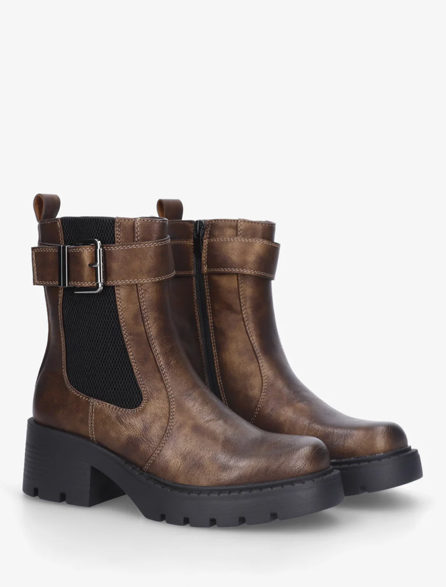 Hoge enkellaarzen met riem - Brons - Image 4