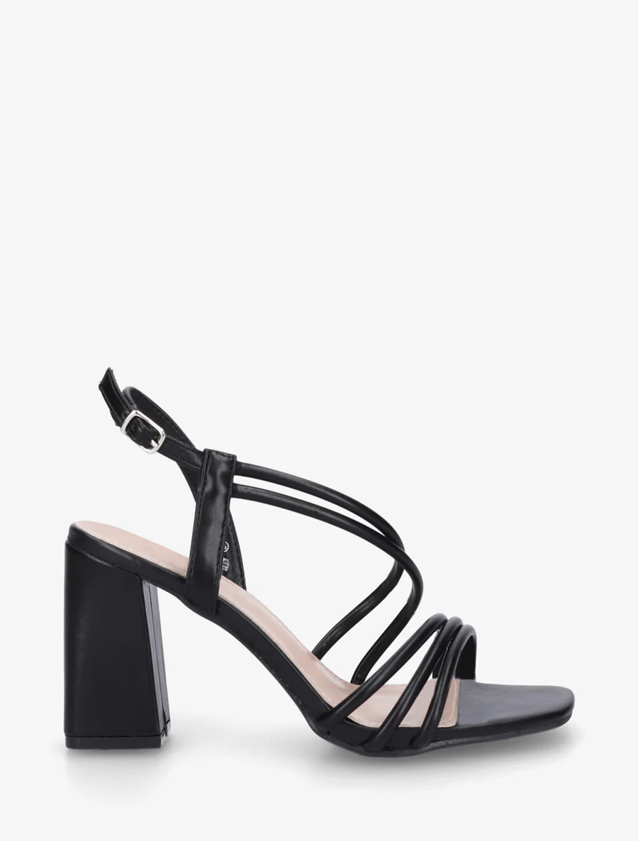 Hoge hak sandalen met dunne bandjes - Zwart