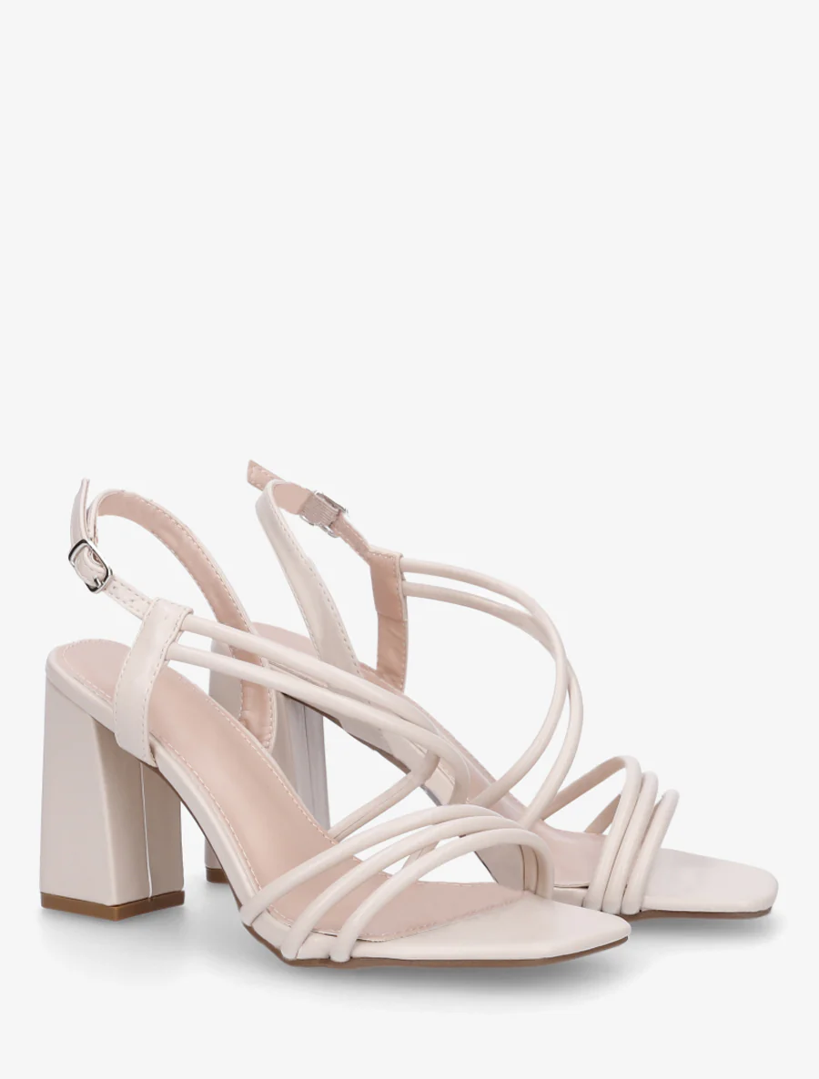 Hoge hak sandalen met dunne bandjes - Beige - Image 4