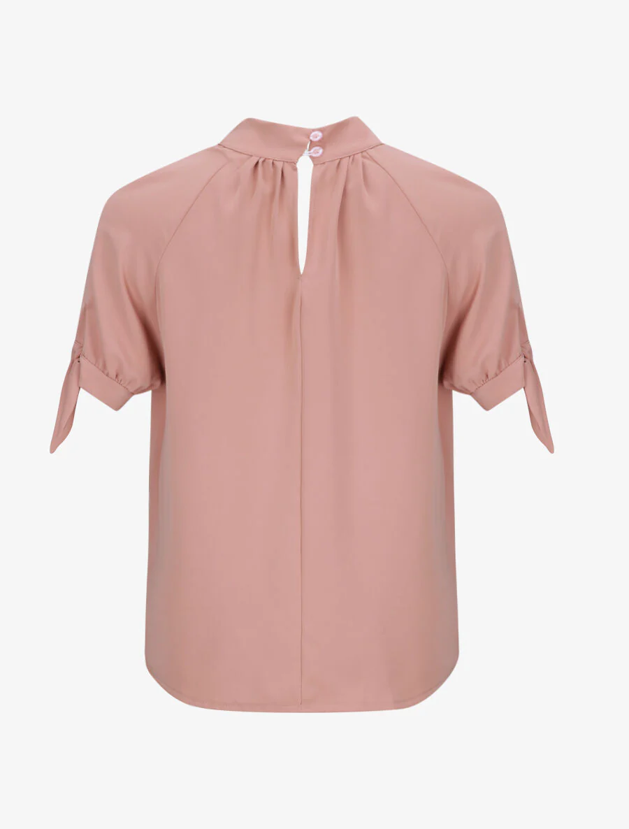 Hoge ronde hals gevlochten top - Roze - Image 2