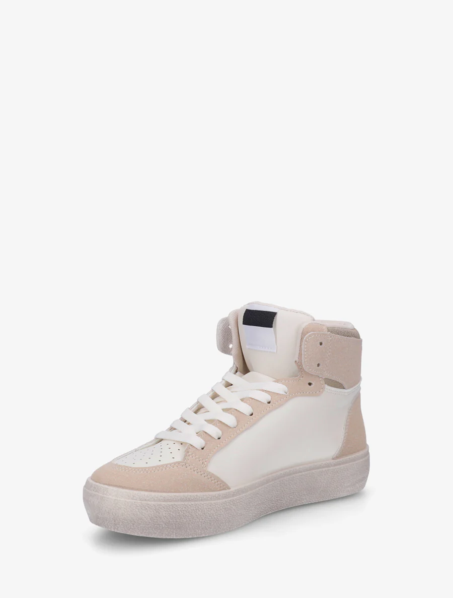 Hoge sneakers met flock en hartjesprint - Beige - Image 3