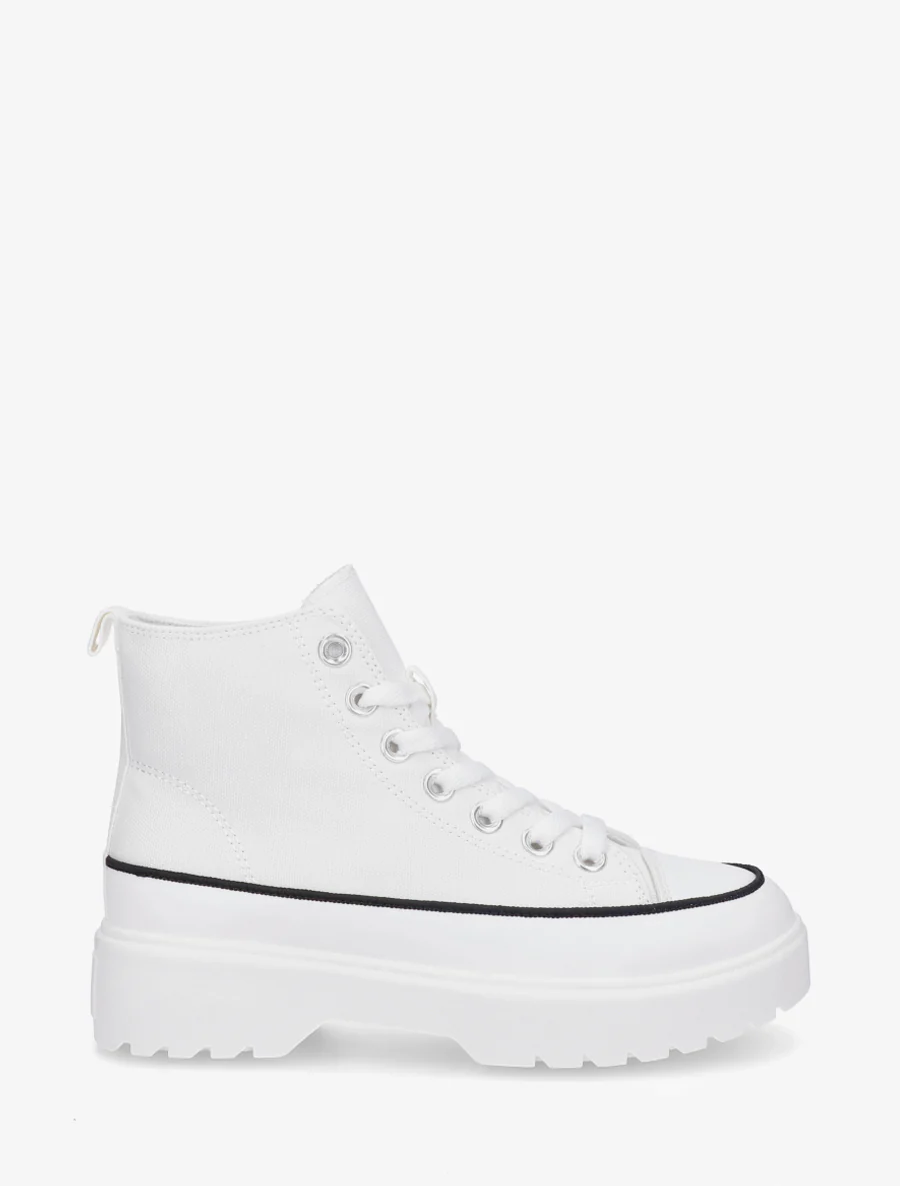 Hoge sneakers van stof met een geprofileerde zool - Wit