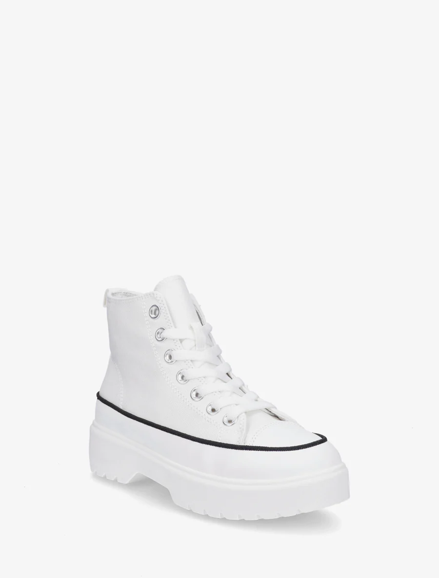 Hoge sneakers van stof met een geprofileerde zool - Wit - Image 2