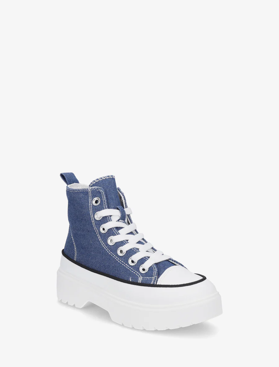 Hoge sneakers van stof met een geprofileerde zool - Blauw - Image 2