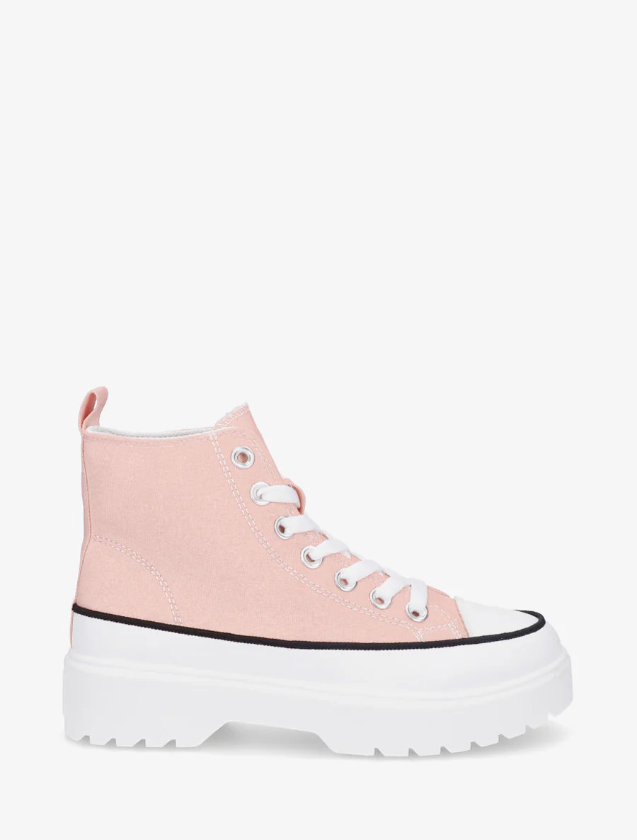 Hoge sneakers van stof met een geprofileerde zool - Roos