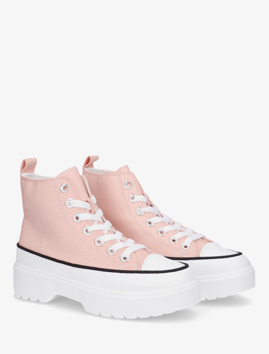Hoge sneakers van stof met een geprofileerde zool - Roos - Image 4