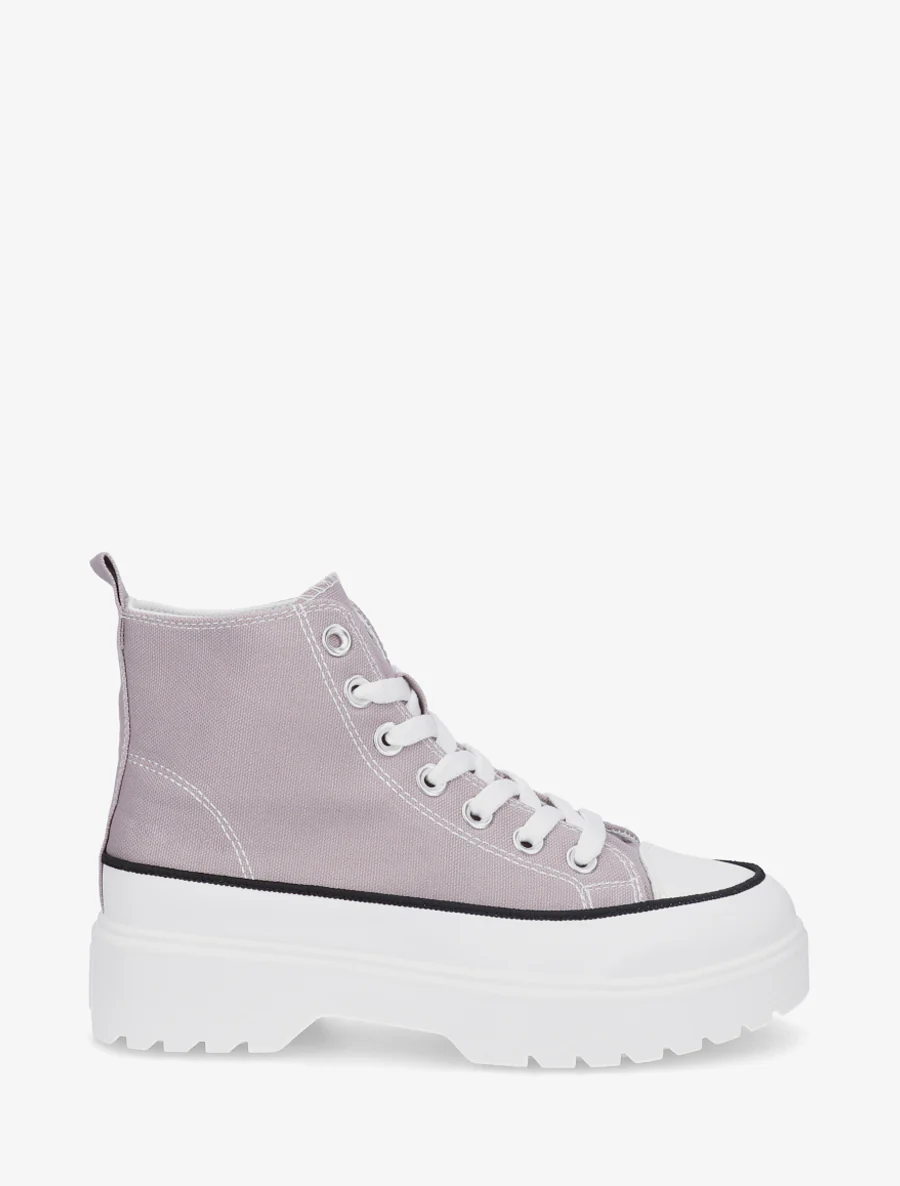 Hoge sneakers van stof met een geprofileerde zool - Grijs