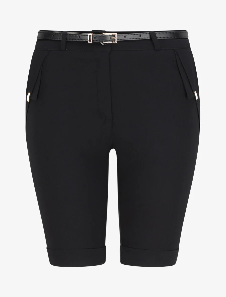 Hoge taille Bermuda eenkleurig - Zwart