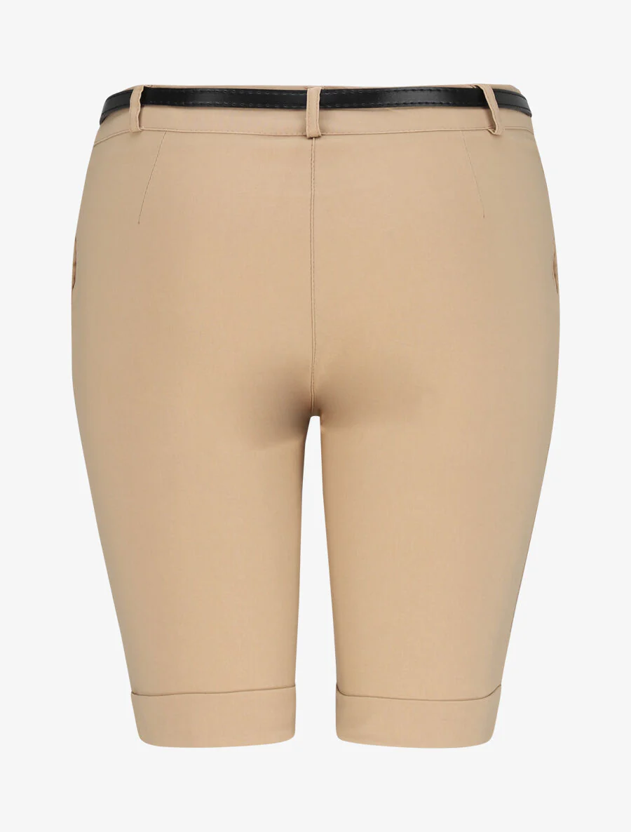 Hoge taille Bermuda eenkleurig - Kameel - Image 2