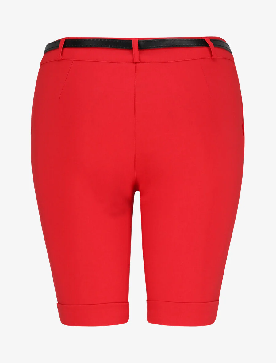 Hoge taille Bermuda eenkleurig - Rood - Image 2