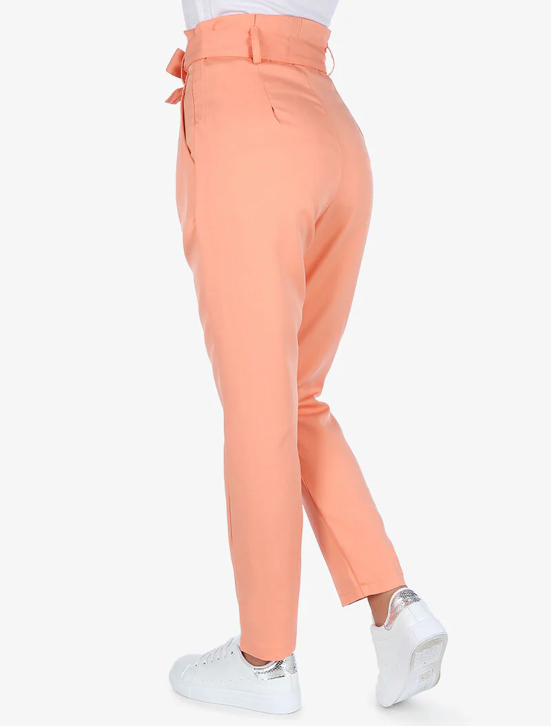 Hoge taille broek met permanente plooien - roze - Image 2
