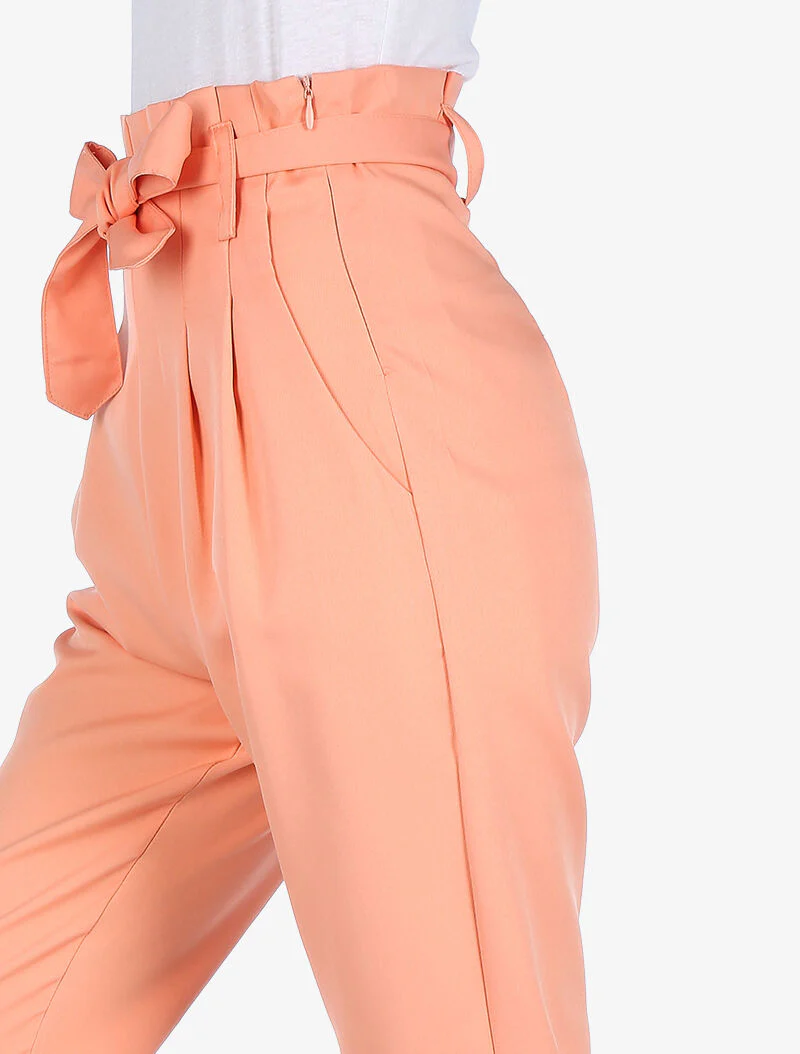 Hoge taille broek met permanente plooien - roze - Image 3