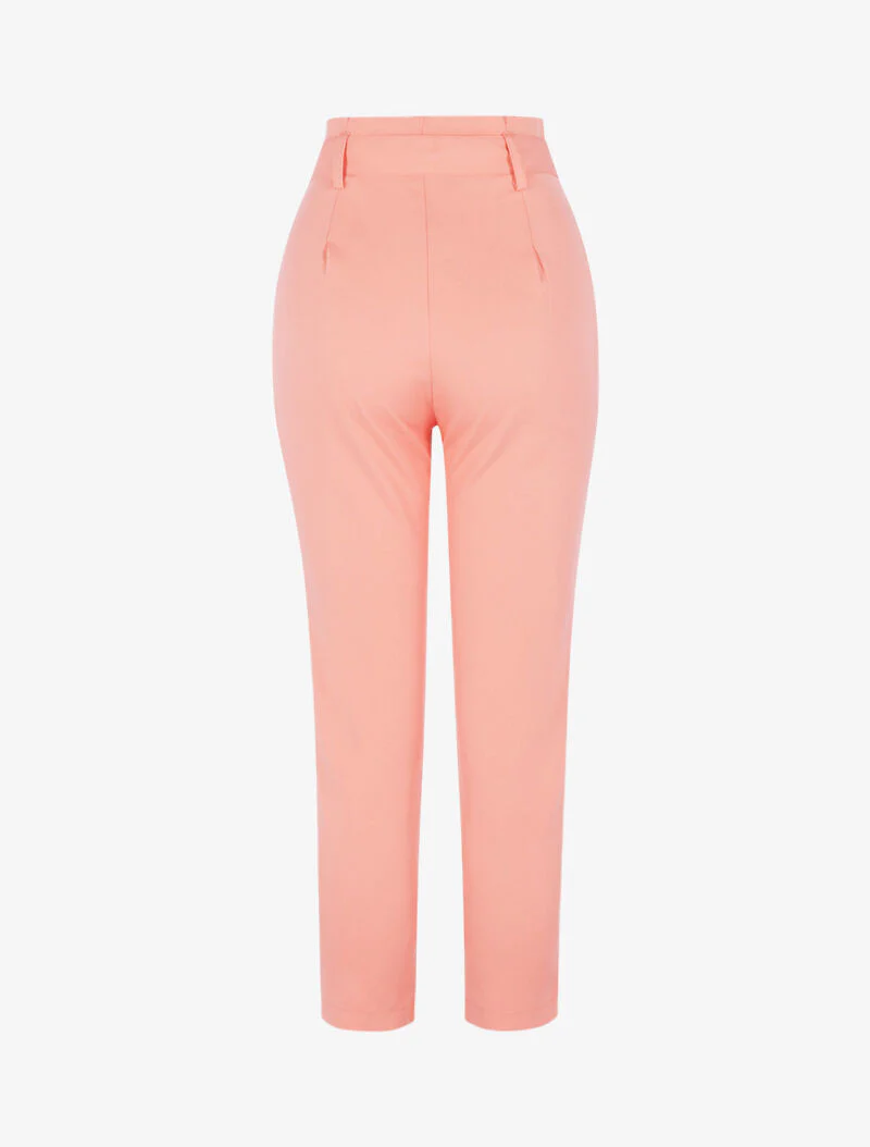Hoge taille broek met permanente plooien - roze - Image 5