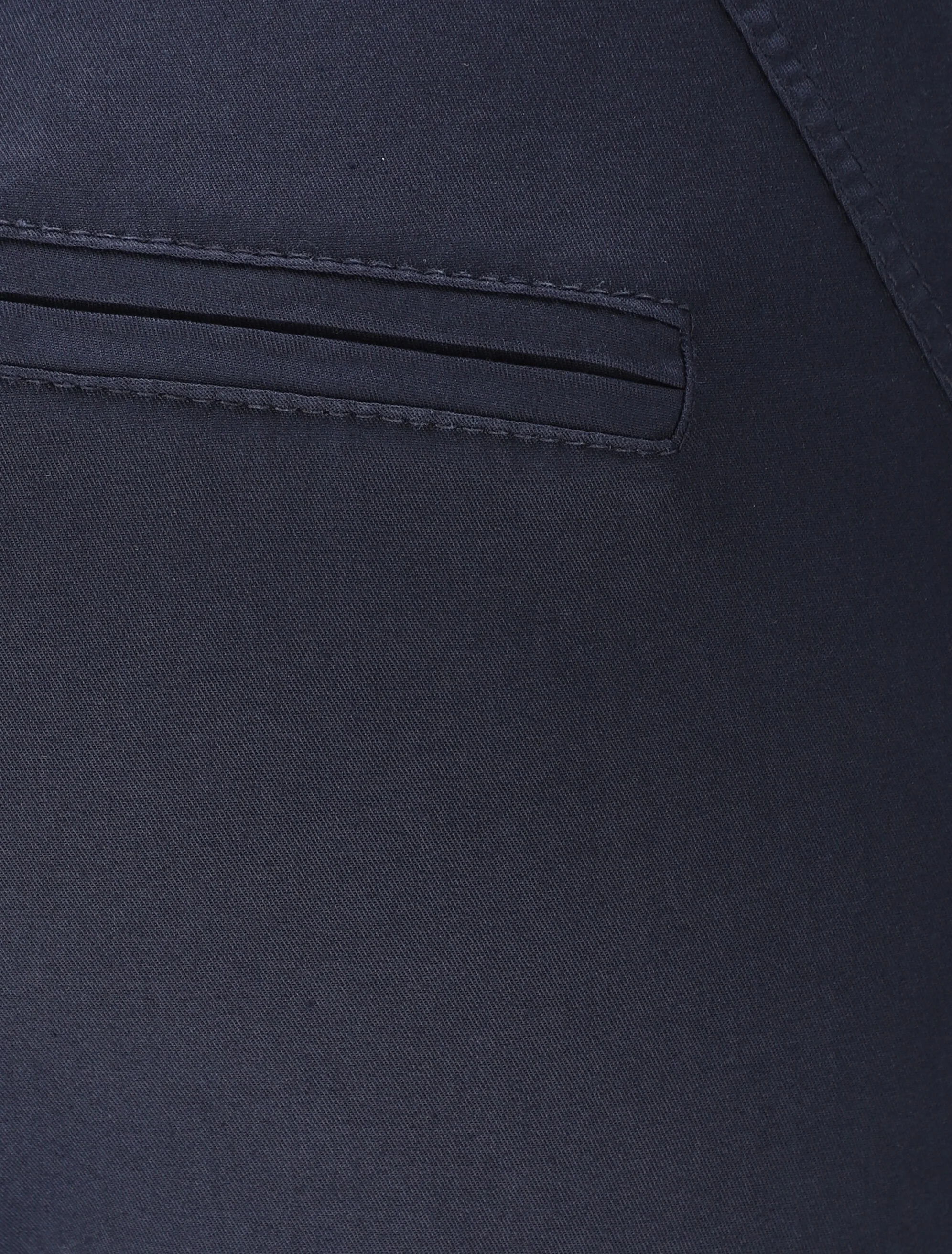 Hoge taille effen chino broek in gemengde katoen - Marineblauw - Image 3