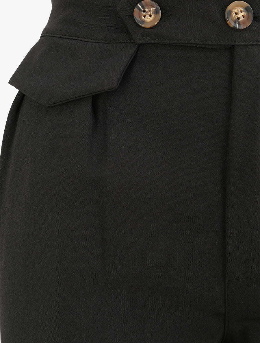Hoge taille eenkleurige carrot fit broek - Zwart - Image 3