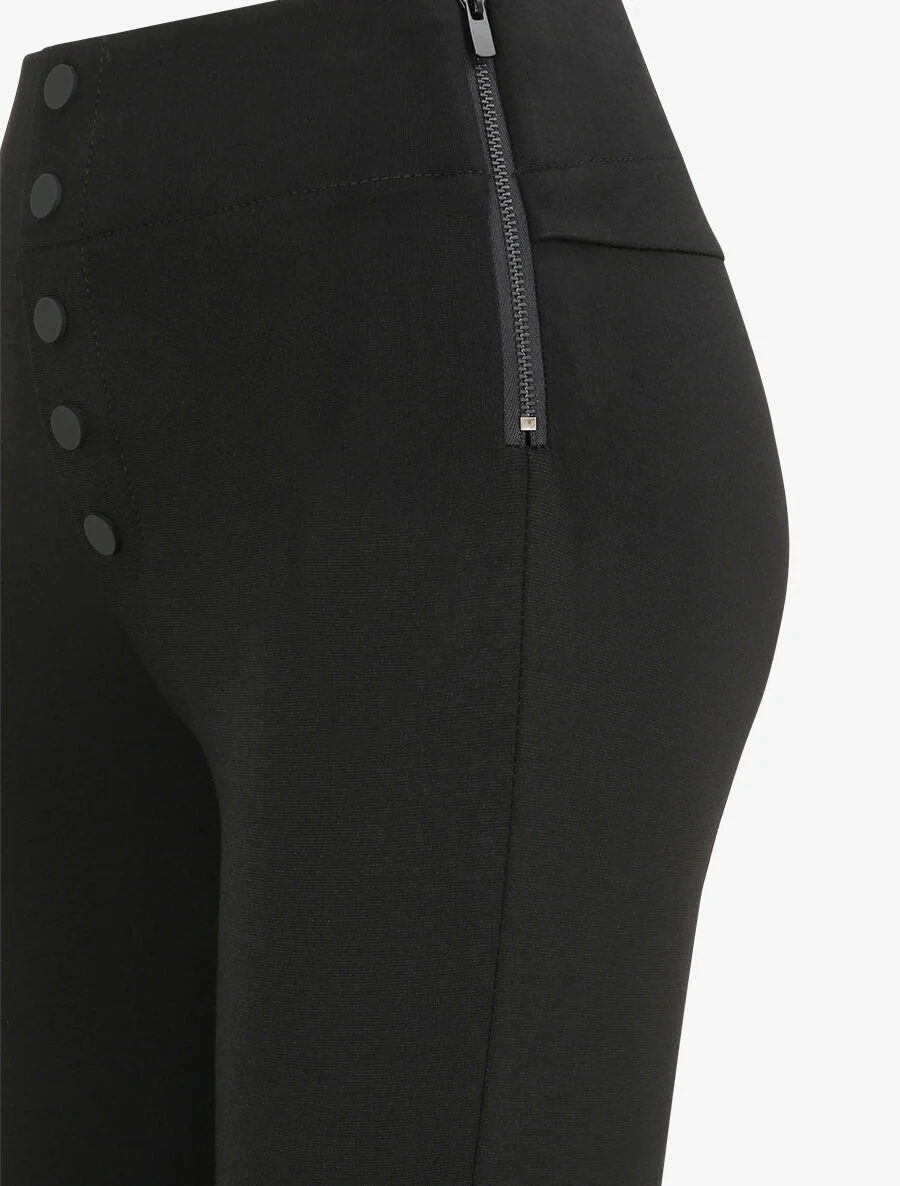 Hoge taille gestretchte skinny knoopbroek - Zwart - Image 3