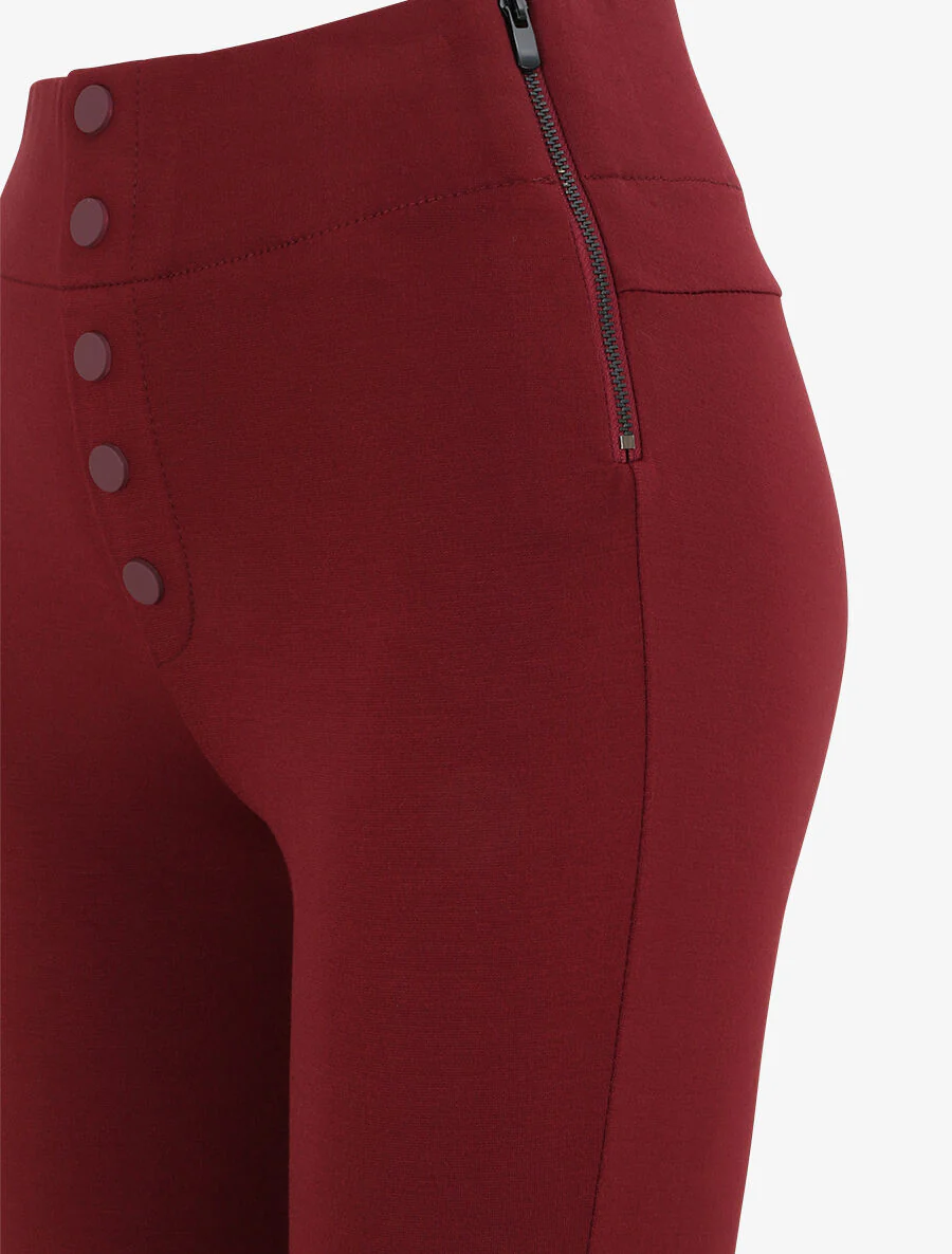 Hoge taille gestretchte skinny knoopbroek - bordeaux - Image 3
