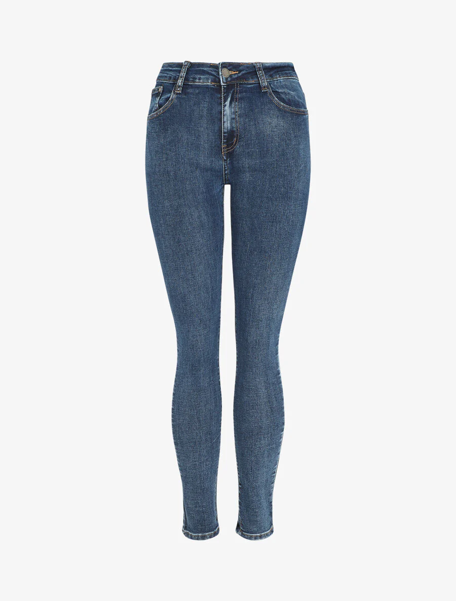 Hoge taille grote maat skinny jeans - blauw