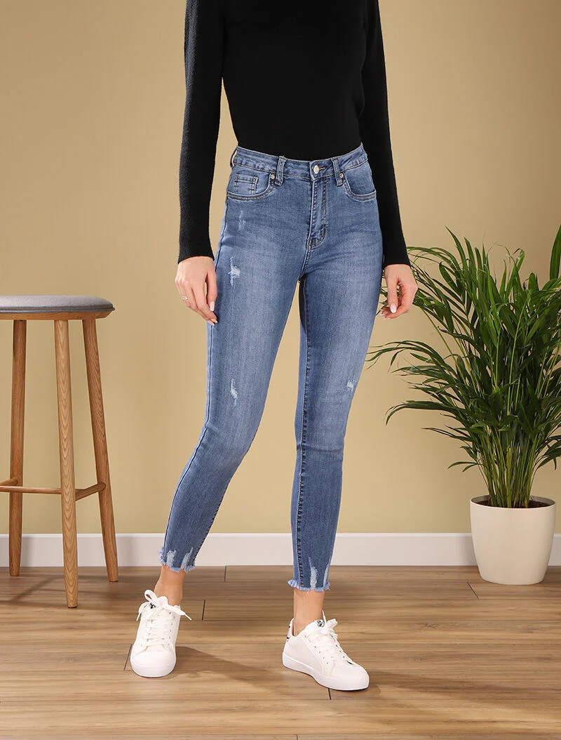 Jean met hoge taille - blauw denim