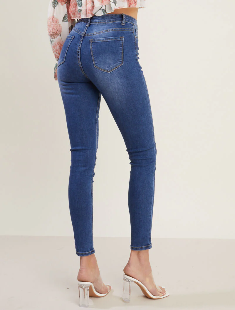 Jean met hoge taille en twee knopen - blauw denim - Image 2