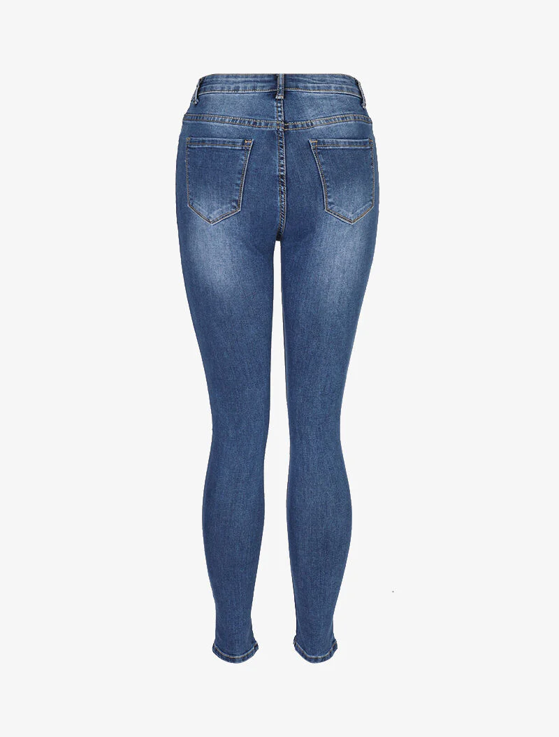 Jean met hoge taille en twee knopen - blauw denim - Image 4