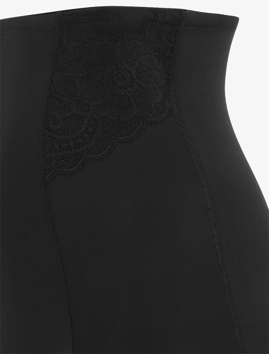 Hoge taille corrigerende slip in kant - Zwart - Image 3