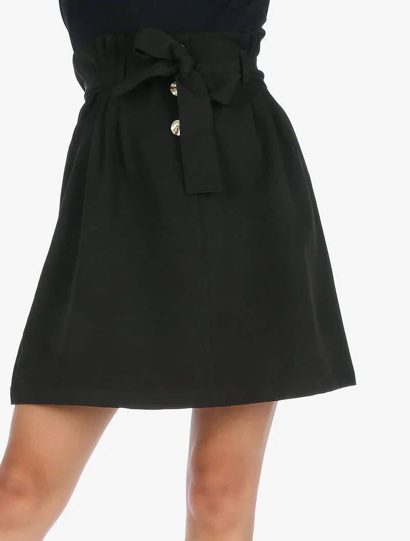 Hoge taille paperbag rok - zwart