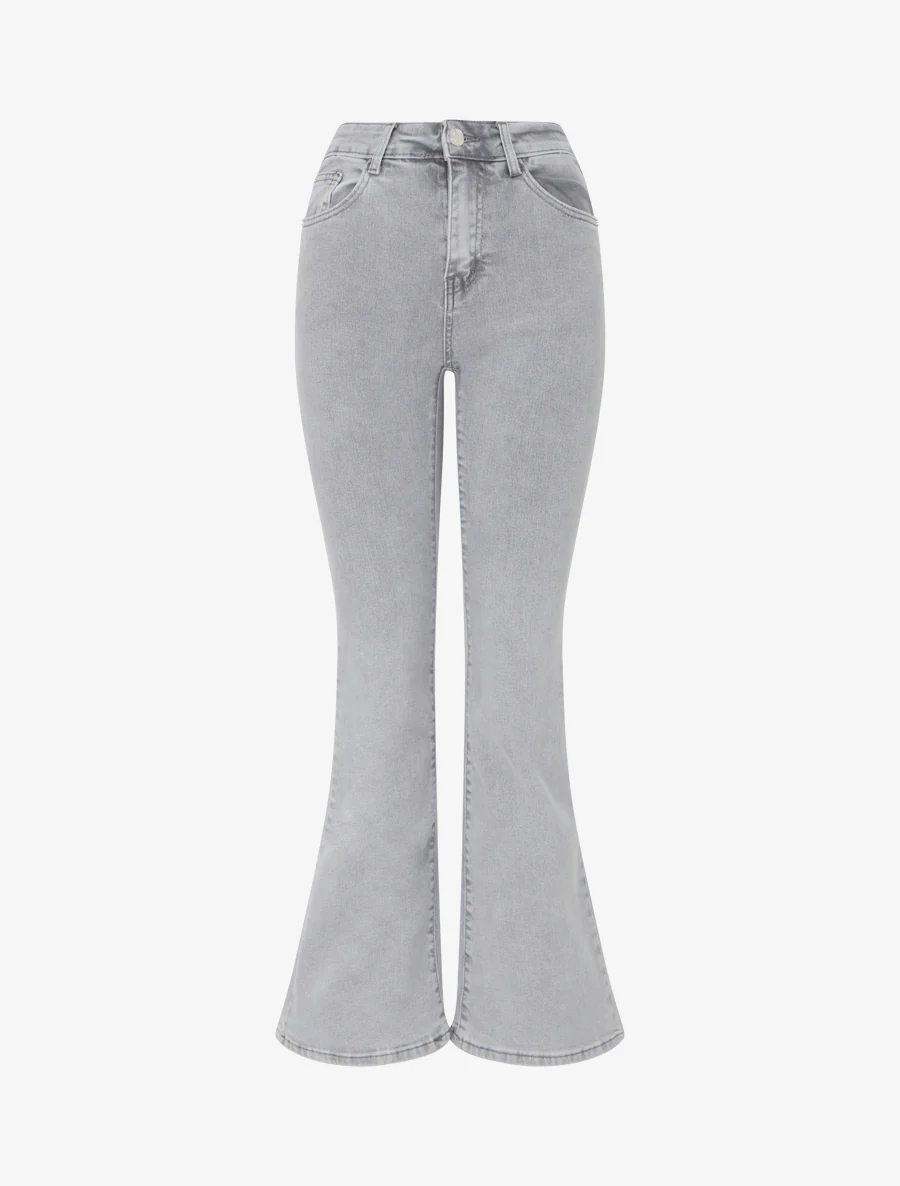 Hoge taille push-up flare jeans - Lichtgrijs