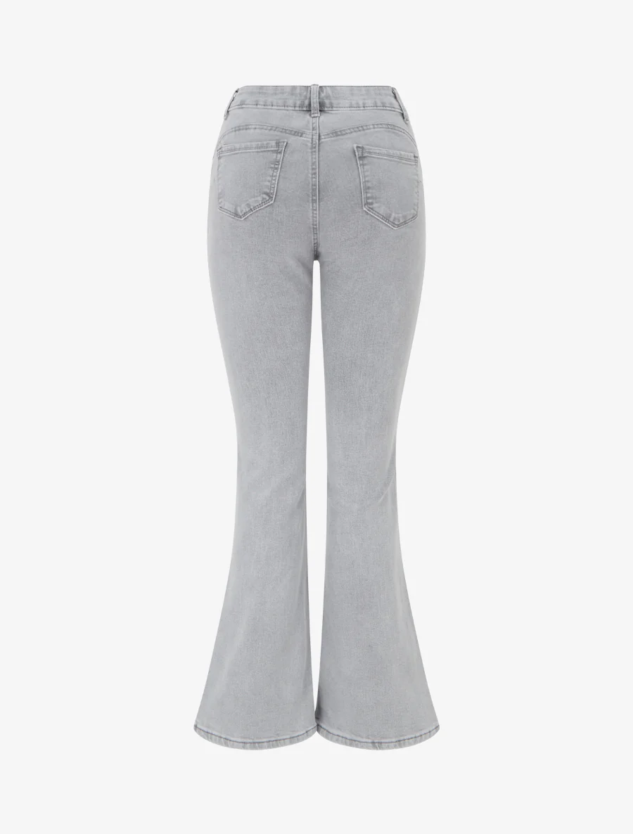 Hoge taille push-up flare jeans - Lichtgrijs - Image 2