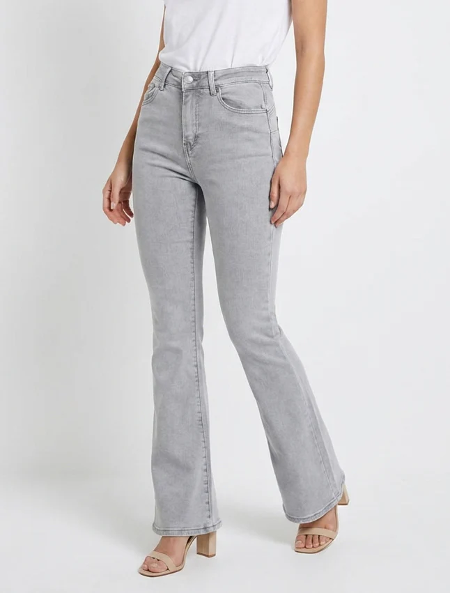 Hoge taille push-up flare jeans - Lichtgrijs - Image 4