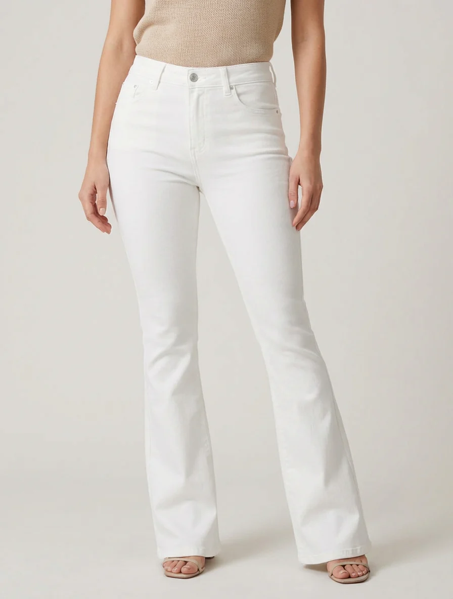 Hoge taille push-up flared jeans - Wit - Image 4
