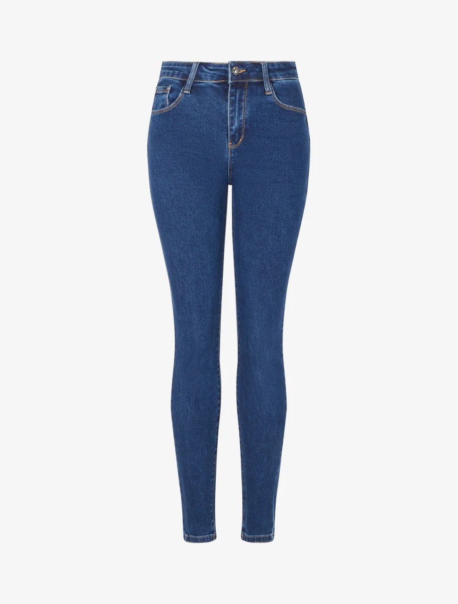Hoge taille push-up skinny jeans - Ongerept blauw
