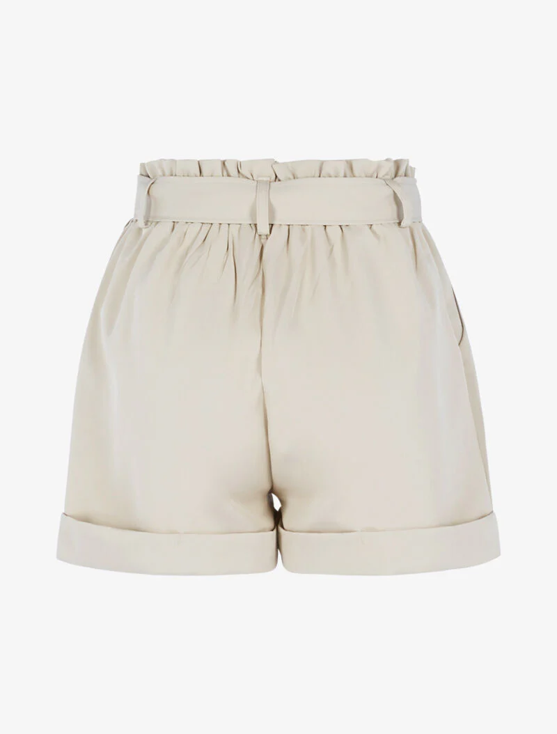 Hoge taille korte broek met zomen - beige - Image 4