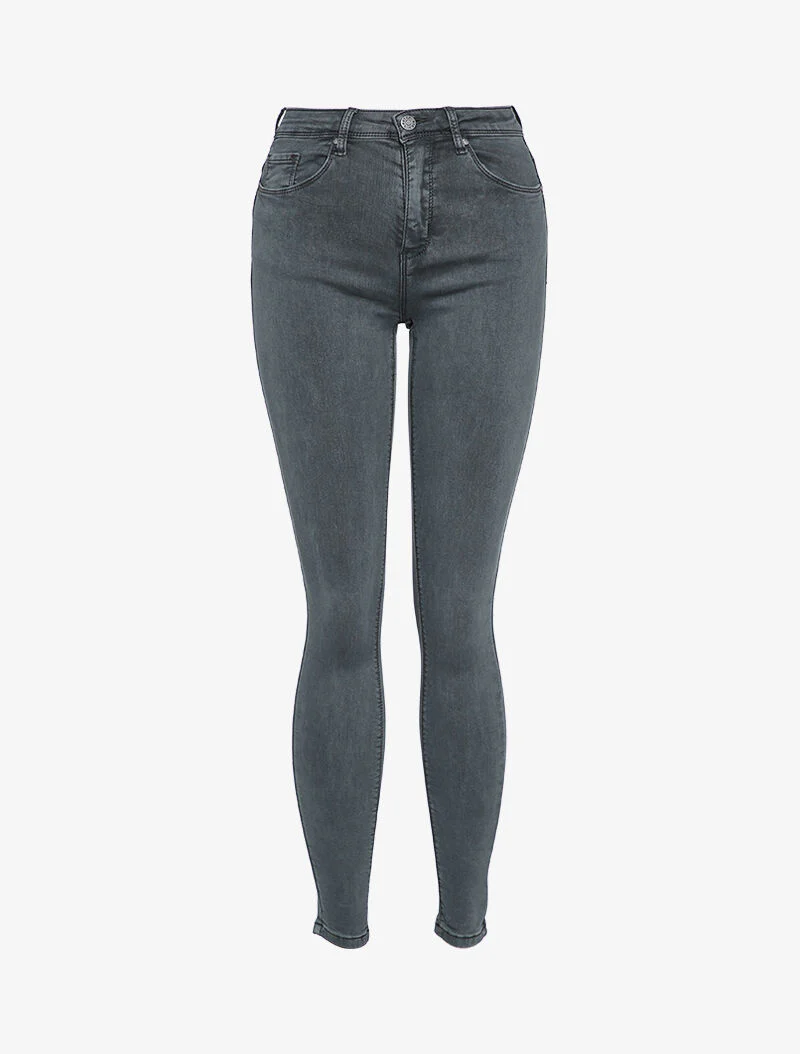 Hoge taille skinny jeans - Grijs
