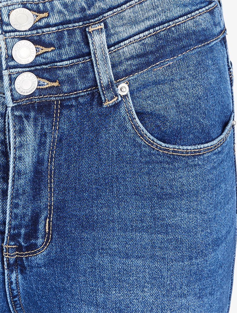 Hoge taille skinny jeans met een gewassen effect - Blauw denim - Image 5