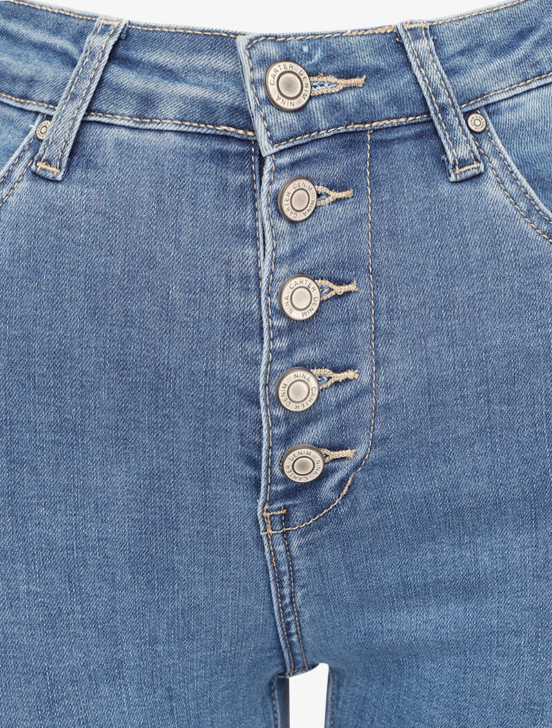 Hoge taille skinny jeans met knoopsluiting - Lichtblauw - Image 3