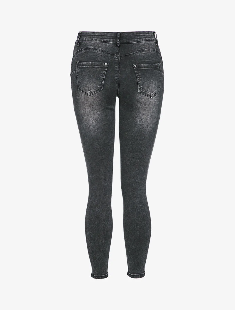 Hoge taille skinny jeans met scheuren - Zwart - Image 2