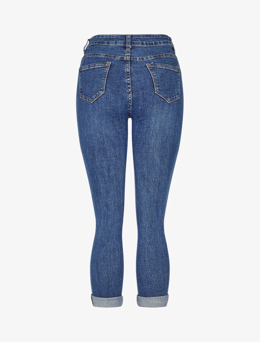 Hoge taille skinny jeans met strass - Blauw - Image 2