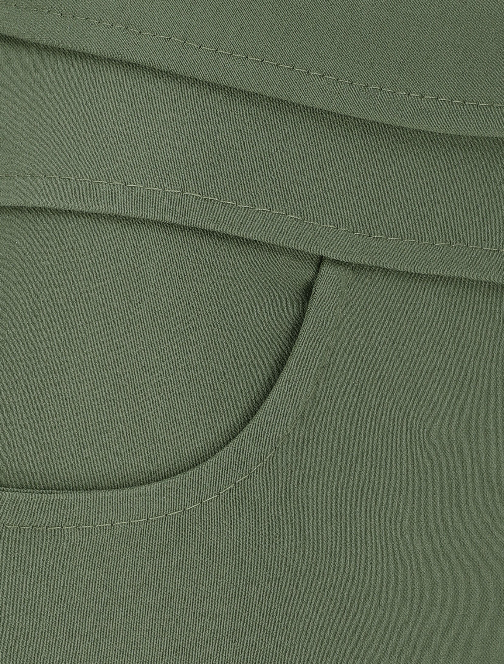 Hoge taille strakke gouden knoop broek - Kakigroen - Image 3