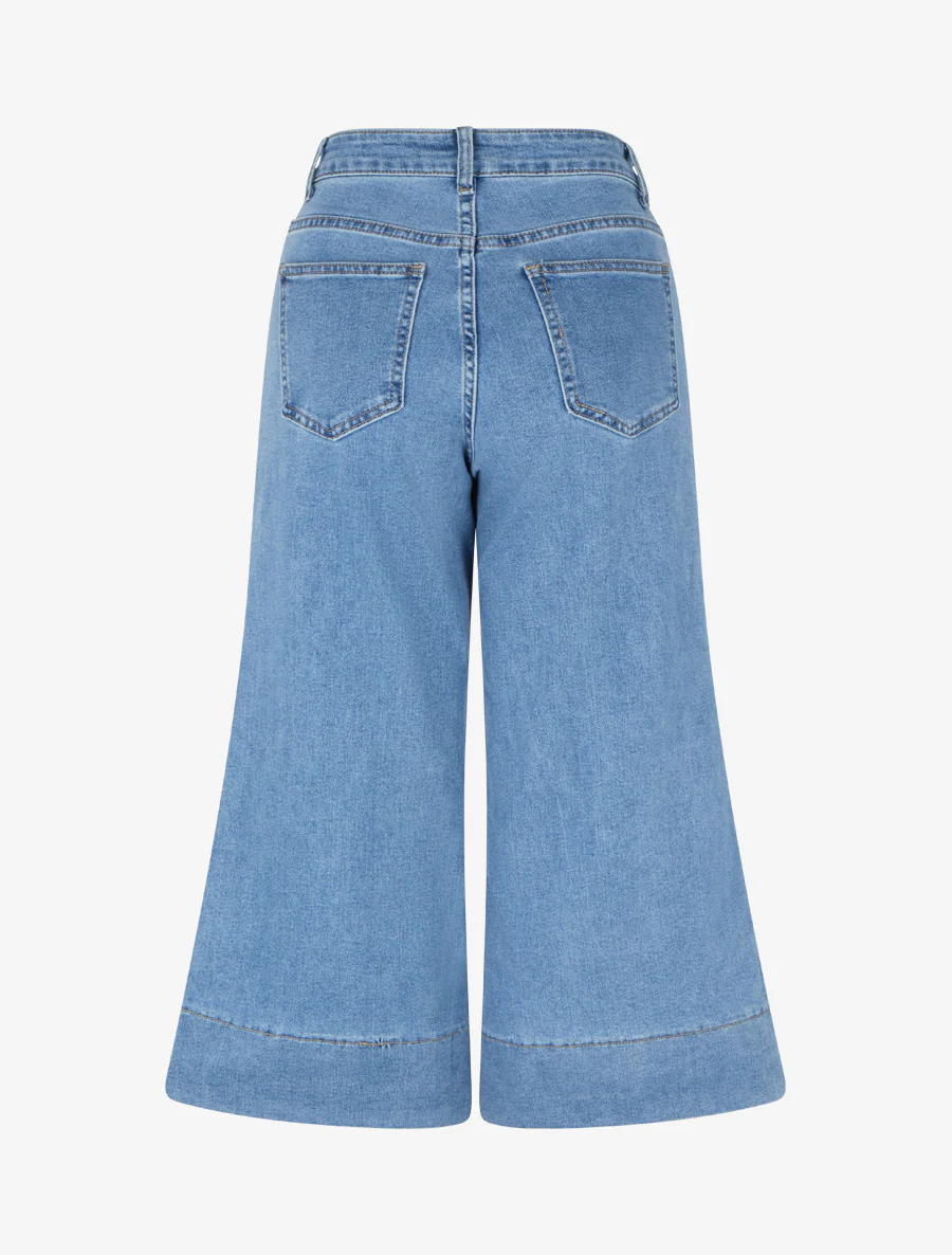 Hoge taille wijde bermuda - Blauw - Image 2