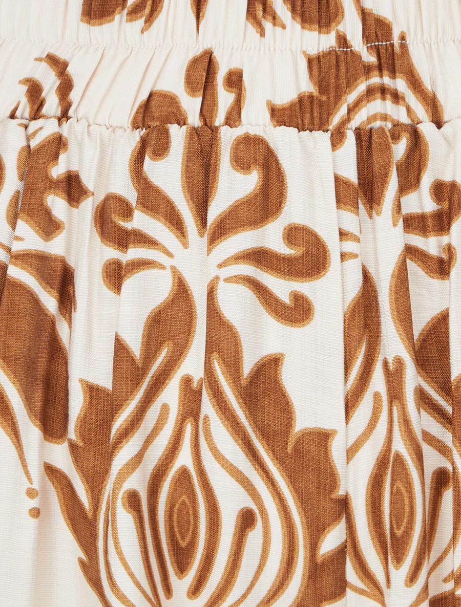 Hoge taille wijde broek met arabeskenprint - Bruin - Image 3