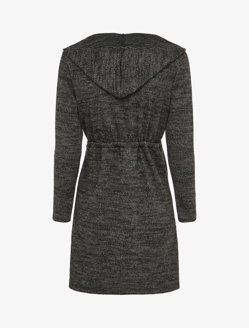 Vest met capuchon en strikbanden - Zwart - Image 2