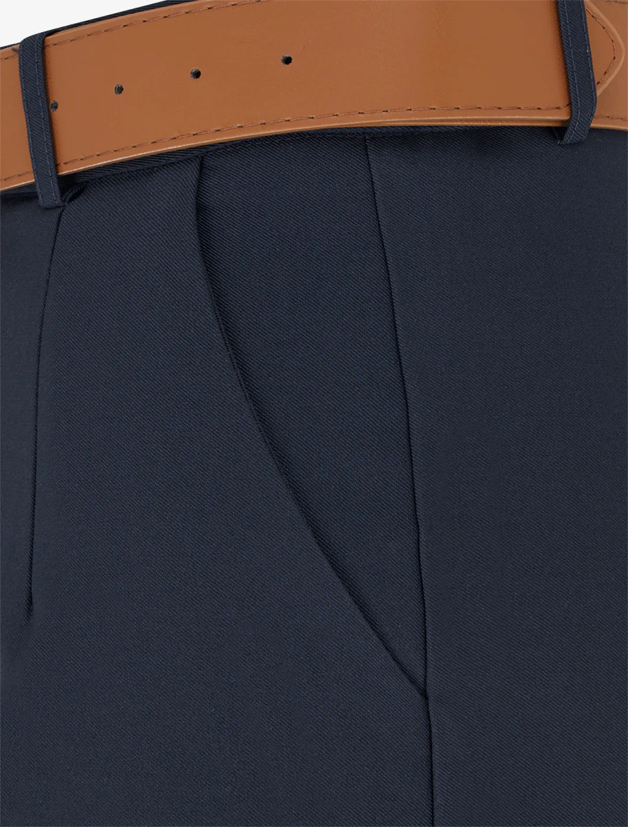 Hoog getailleerde broek met wijde snit - Marine - Image 3